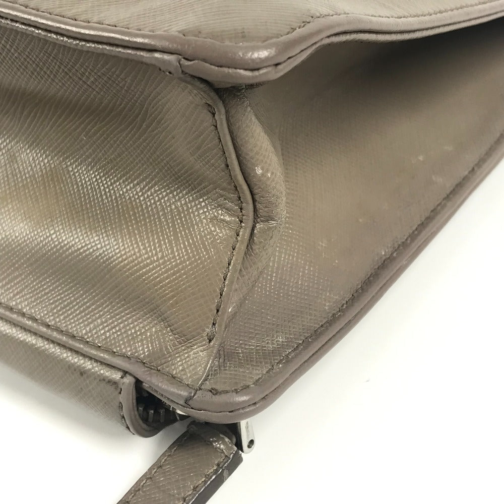 PRADA Business bag saffiano leather Beige type Triangle logo plate