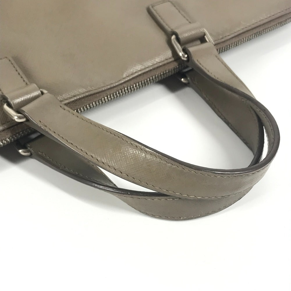 PRADA Business bag saffiano leather Beige type Triangle logo plate