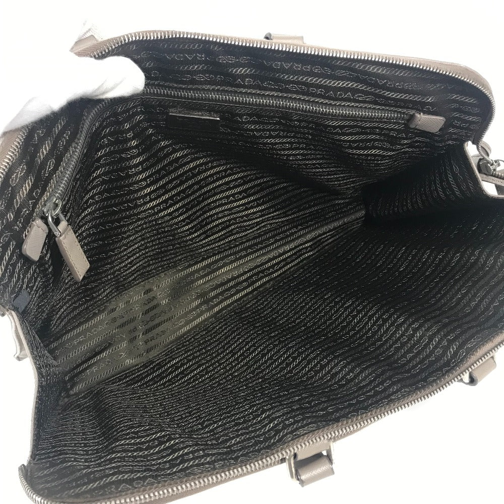 PRADA Business bag saffiano leather Beige type Triangle logo plate