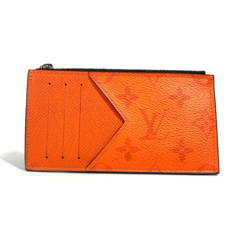 LOUIS VUITTON Coin case M30465 Taiga Leather, Monogram Canvas Orange Taigalama Coin card holder