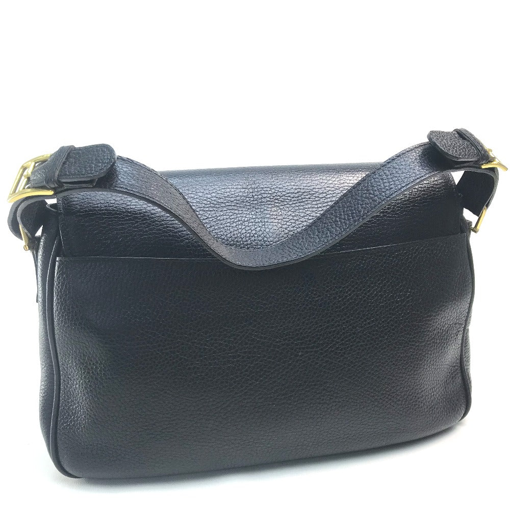 CELINE Handbag leather Black x Gold Metal vintage Circle logo Women Used Authentic