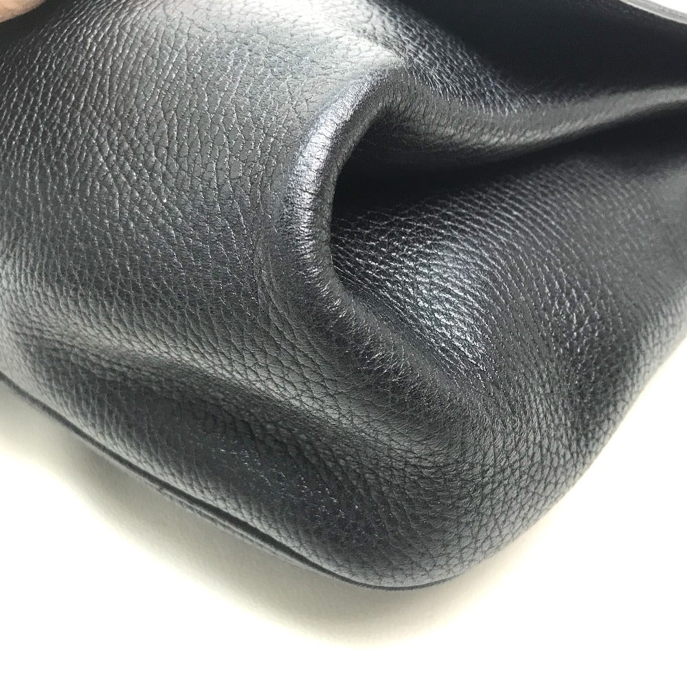 CELINE Handbag leather Black x Gold Metal vintage Circle logo Women Used Authentic