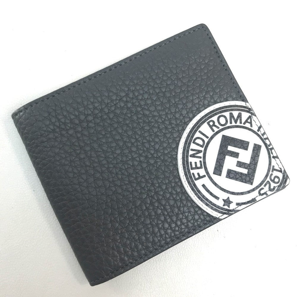 FENDI Folded wallet 7M0169 A4NR Calf leather dark gray x white FF logo stamp