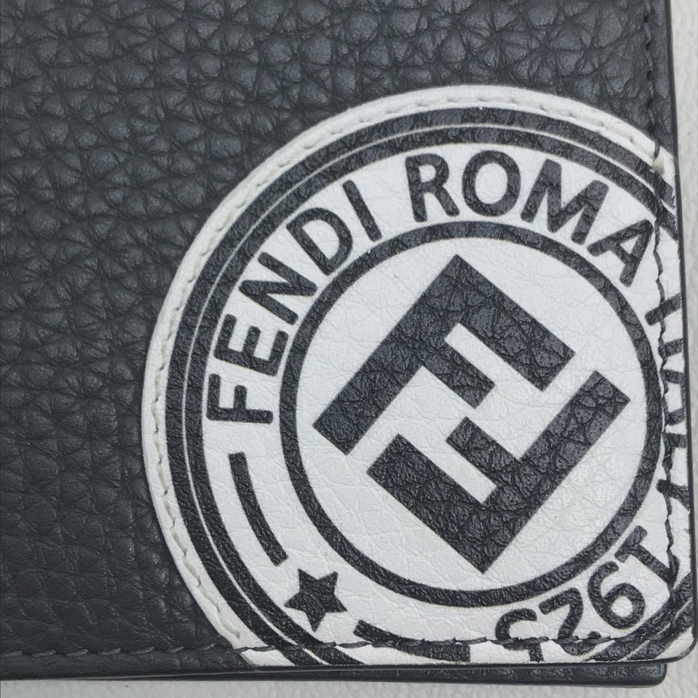 FENDI Folded wallet 7M0169 A4NR Calf leather dark gray x white FF logo stamp