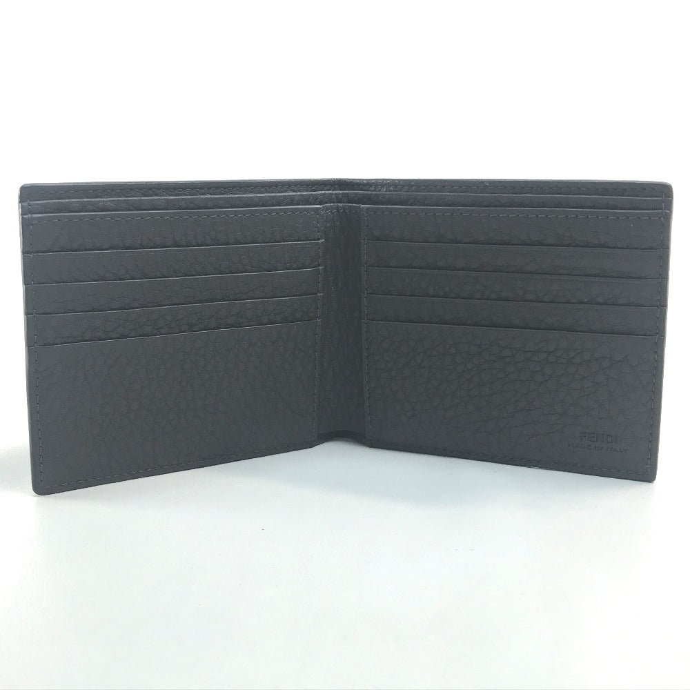 FENDI Folded wallet 7M0169 A4NR Calf leather dark gray x white FF logo stamp