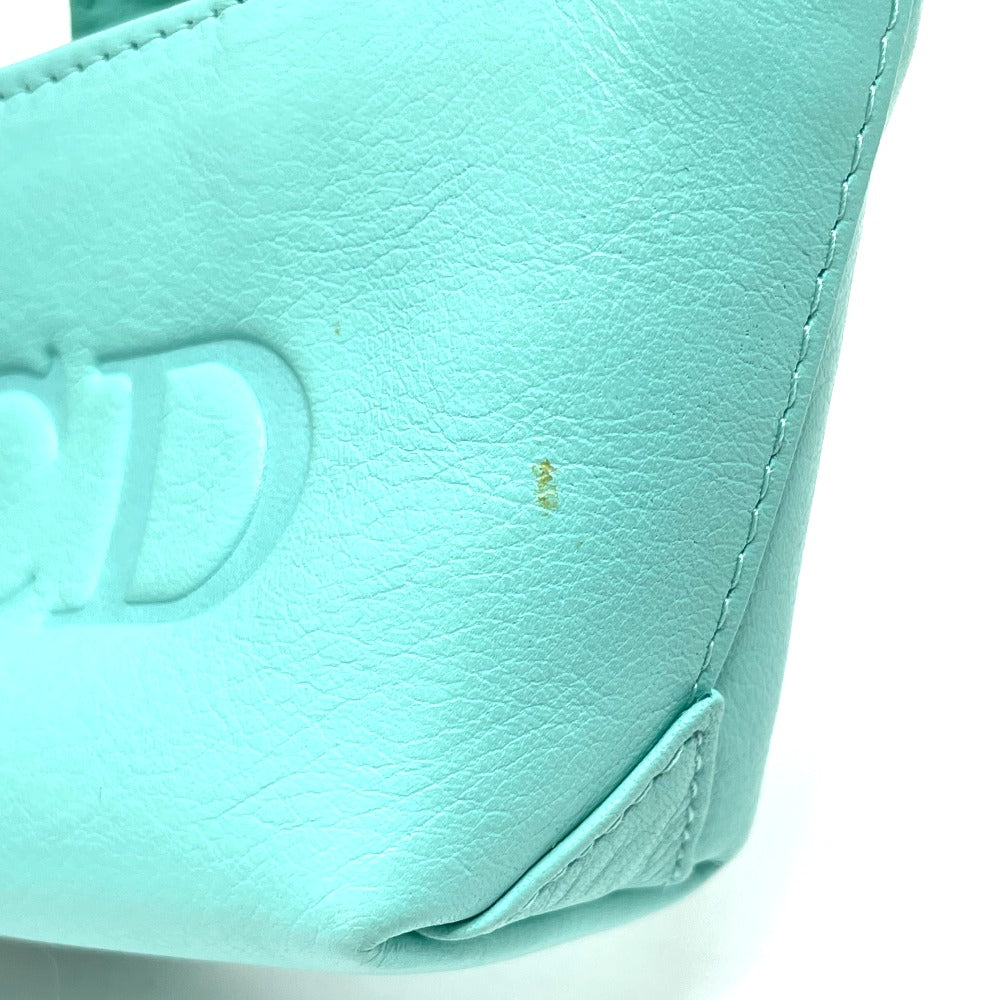 Dior Handbag leather Turquoise Blue x Gold Metal CD logo Micro bag Women Used Authentic