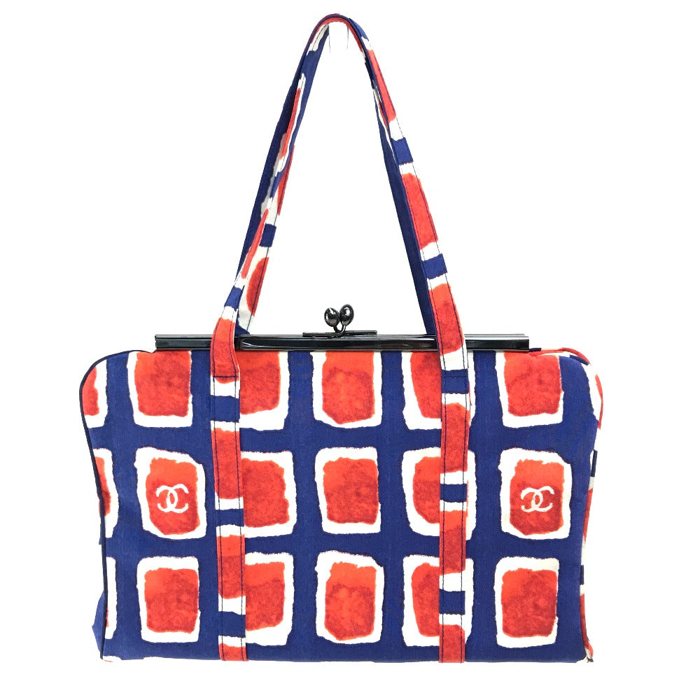 CHANEL Handbag canvas Blue x red CC COCO Mark logo Square Pattern