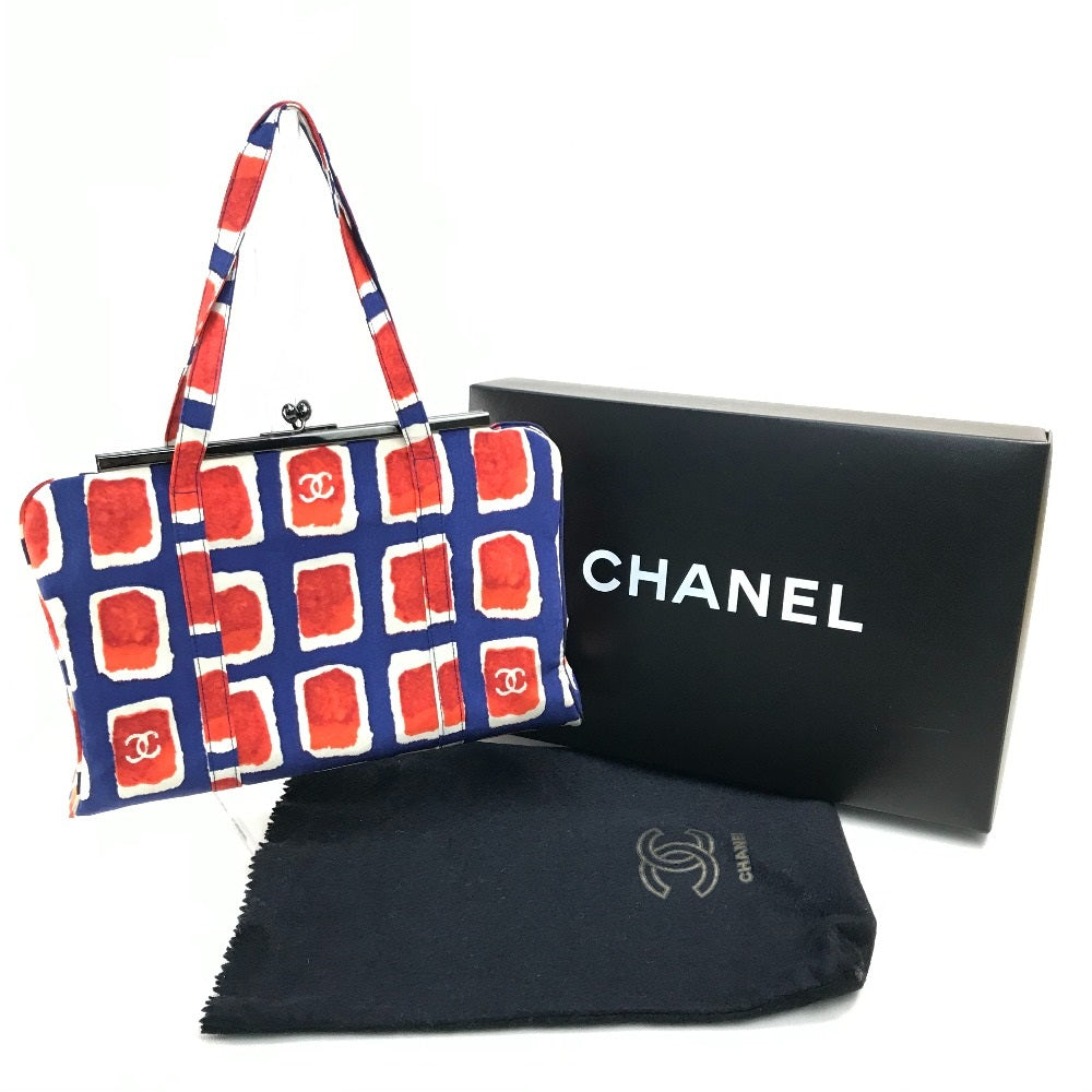 CHANEL Handbag canvas Blue x red CC COCO Mark logo Square Pattern