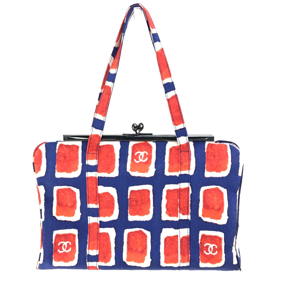 CHANEL Handbag canvas Blue x red CC COCO Mark logo Square Pattern