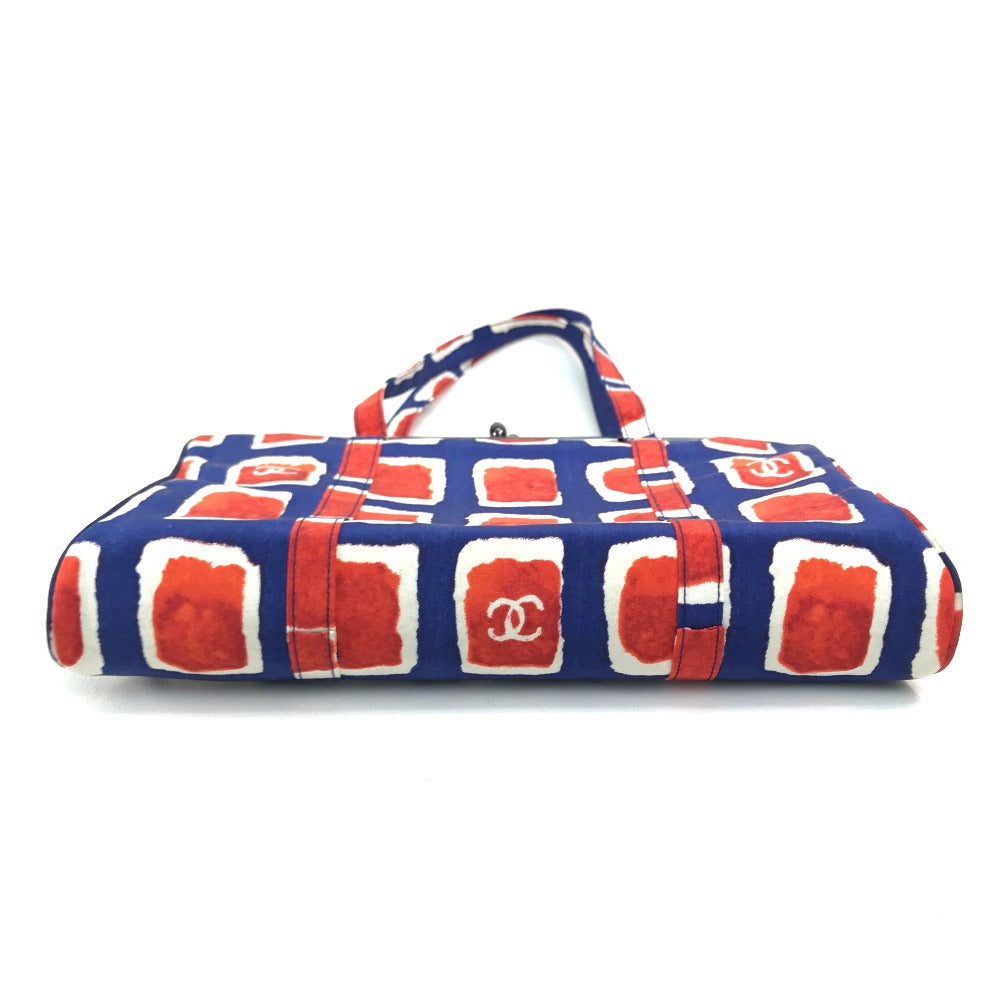 CHANEL Handbag canvas Blue x red CC COCO Mark logo Square Pattern