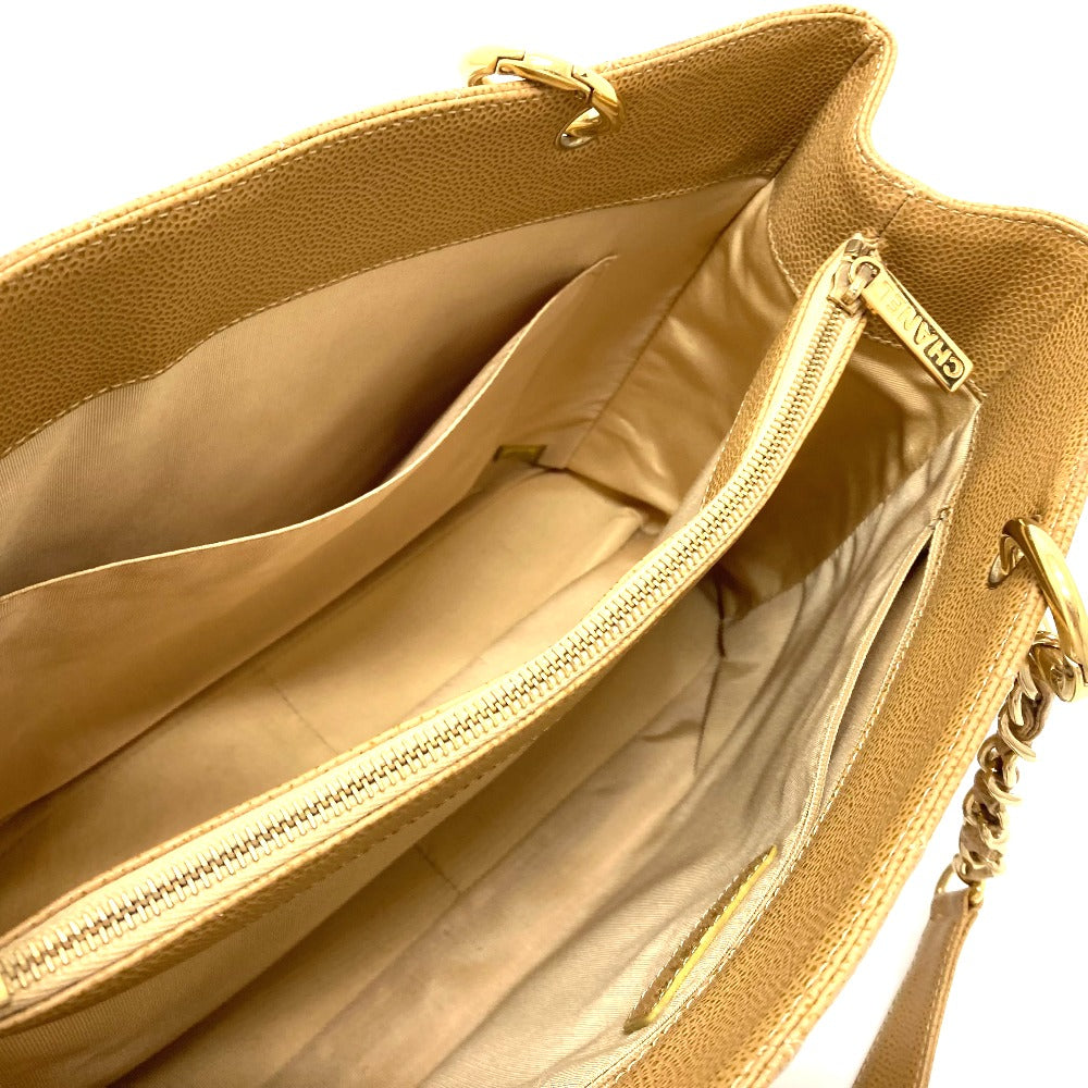 CHANEL Tote Bag A50995 Caviar skin beige CC COCO Mark Matrasse