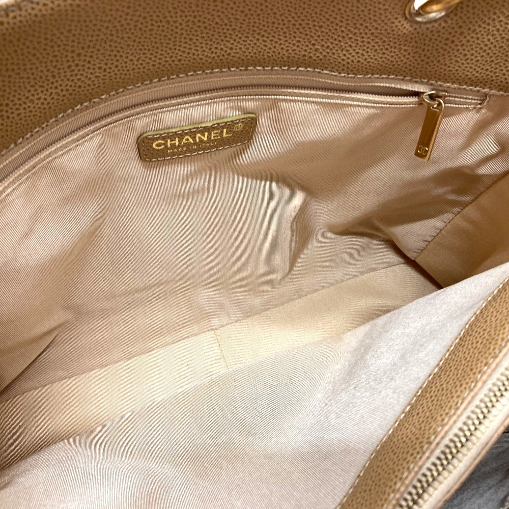 CHANEL Tote Bag A50995 Caviar skin beige CC COCO Mark Matrasse