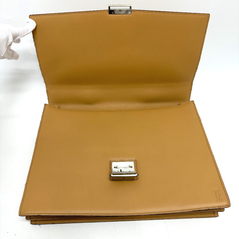 CARTIER Handbag leather beige Business bag mens Used Authentic