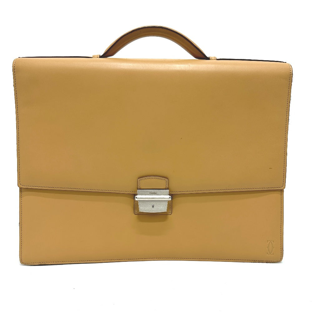 CARTIER Handbag leather beige Business bag mens Used Authentic