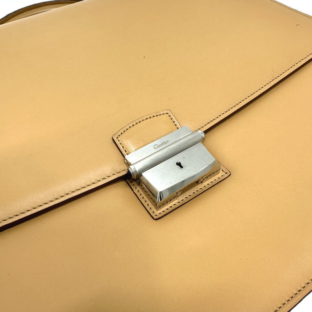CARTIER Handbag leather beige Business bag mens Used Authentic