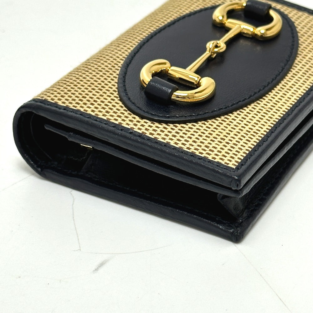 GUCCI Trifold wallet 621887 Canvas / leather beige Horsebit