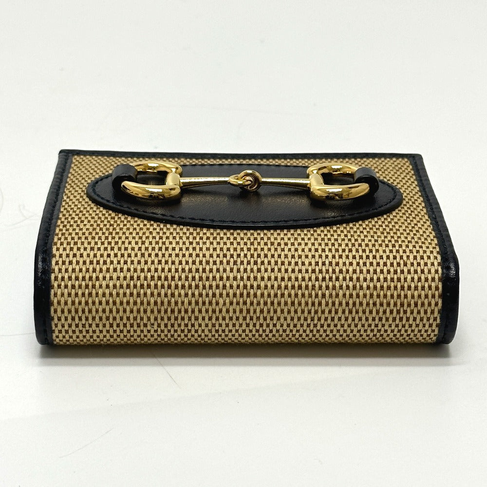 GUCCI Trifold wallet 621887 Canvas / leather beige Horsebit
