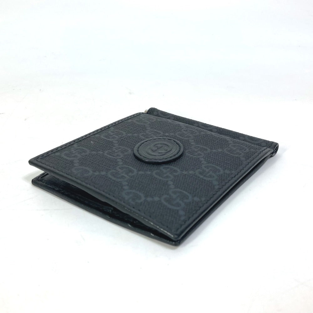 GUCCI Folded wallet 700686 GG Supreme Canvas black GG money clip Interlocking G Card Case Wallet