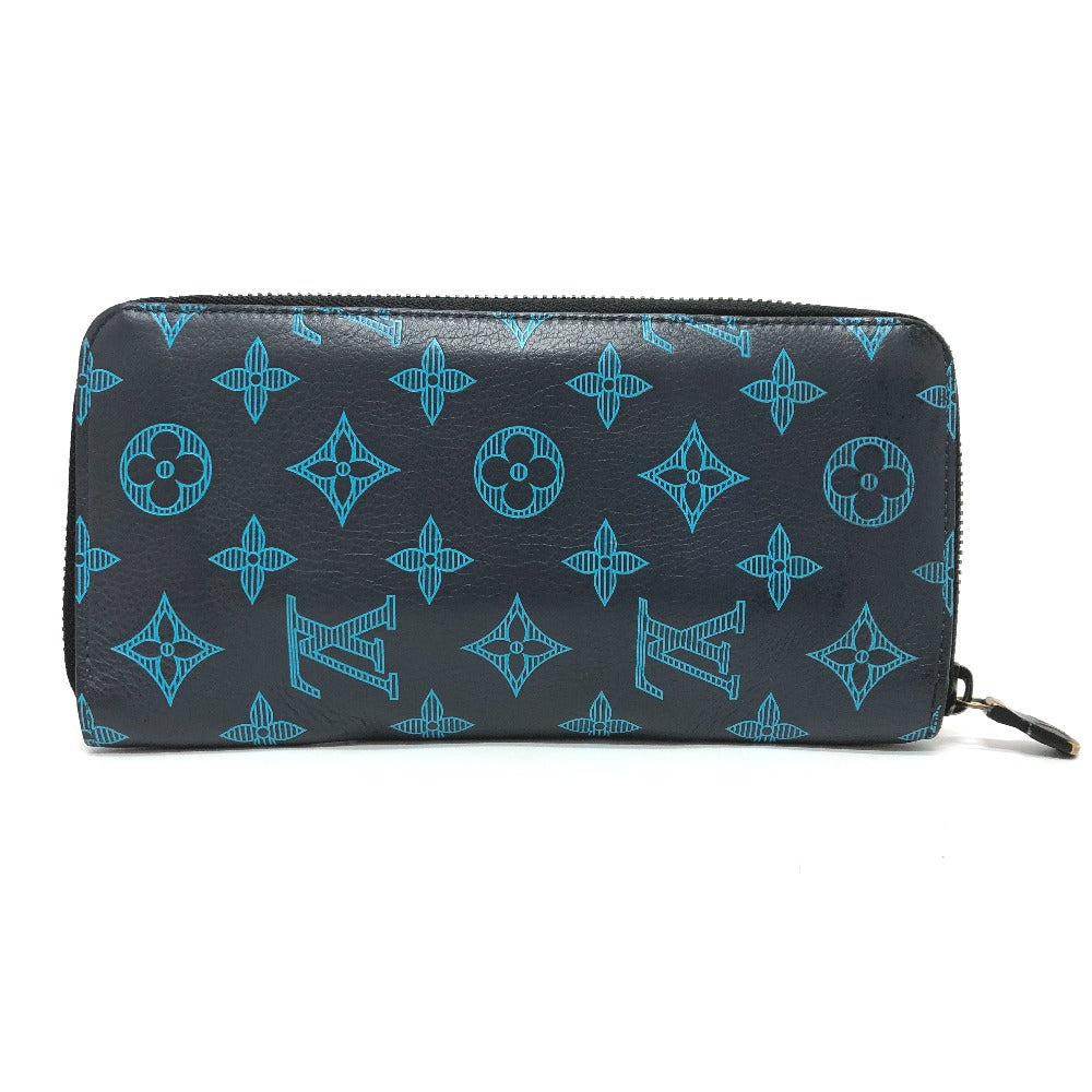 LOUIS VUITTON Long Wallet Purse M82322 Monogram shadow leather Navy Monogram shadow Zippy Wallet Vertical