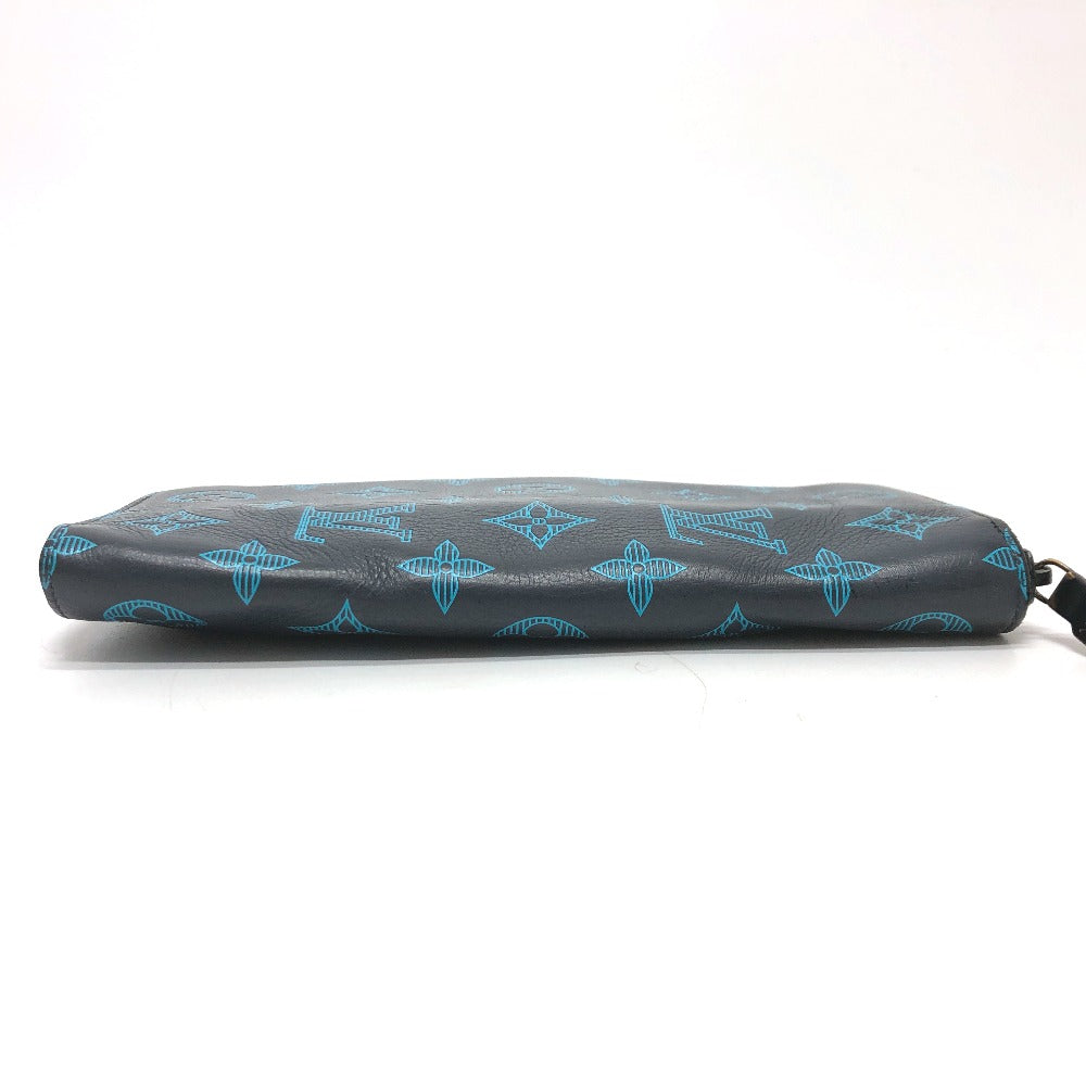 LOUIS VUITTON Long Wallet Purse M82322 Monogram shadow leather Navy Monogram shadow Zippy Wallet Vertical