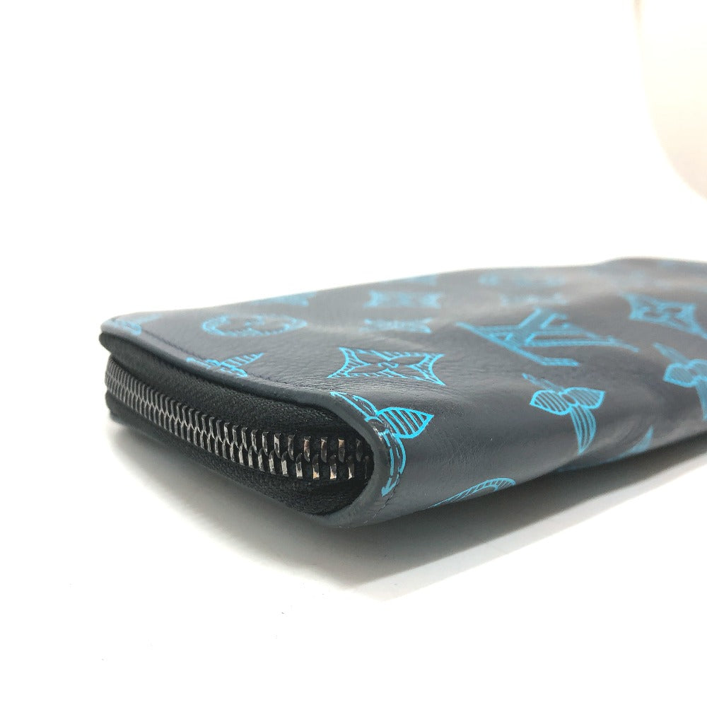LOUIS VUITTON Long Wallet Purse M82322 Monogram shadow leather Navy Monogram shadow Zippy Wallet Vertical
