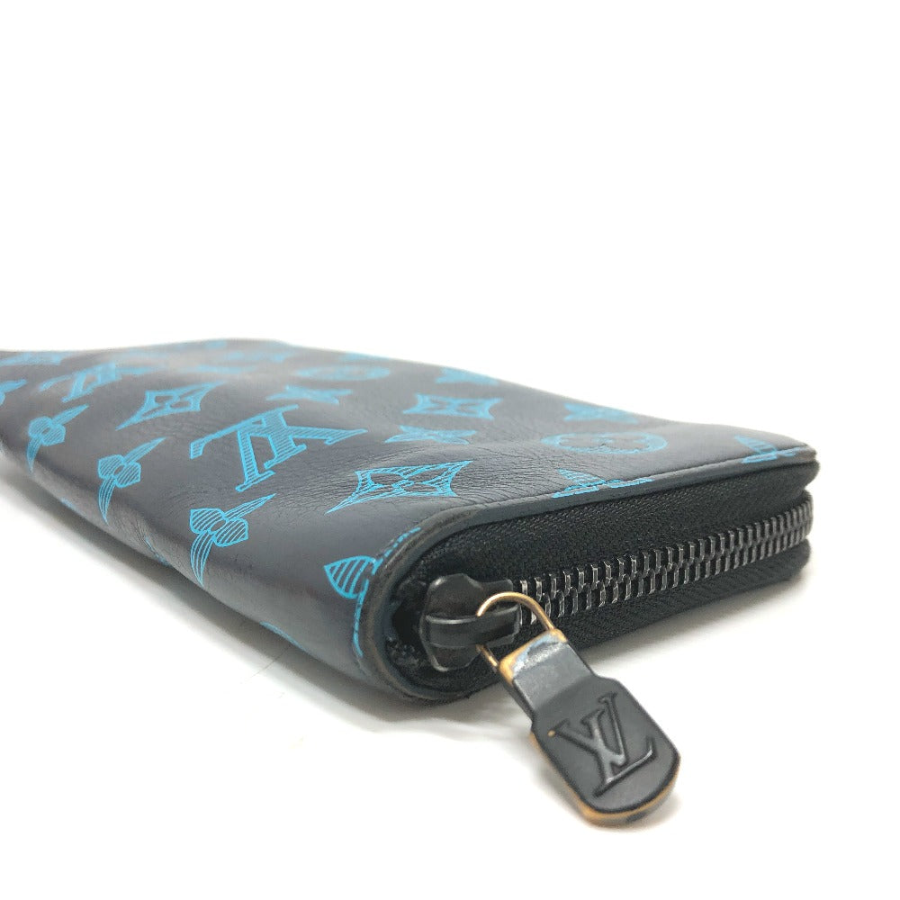LOUIS VUITTON Long Wallet Purse M82322 Monogram shadow leather Navy Monogram shadow Zippy Wallet Vertical
