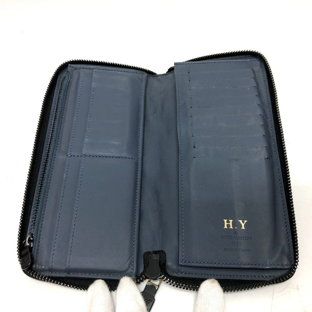 LOUIS VUITTON Long Wallet Purse M82322 Monogram shadow leather Navy Monogram shadow Zippy Wallet Vertical