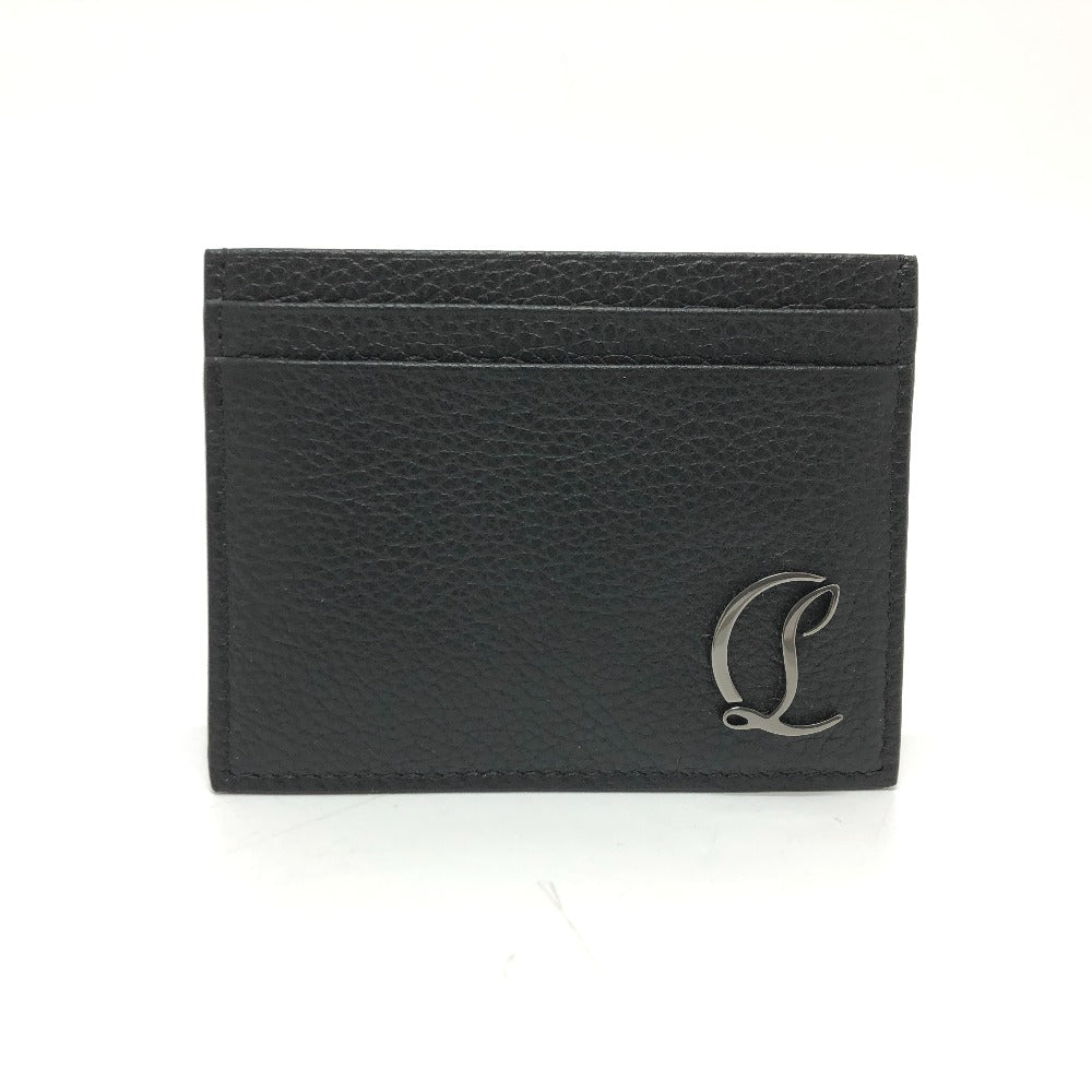 Christian Louboutin Card Case leather black logo Pass case unisex(Unisex) Used Authentic