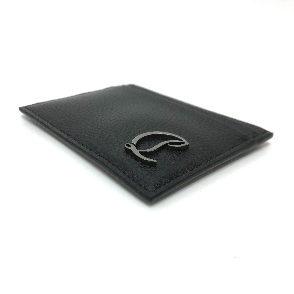 Christian Louboutin Card Case leather black logo Pass case unisex(Unisex) Used Authentic