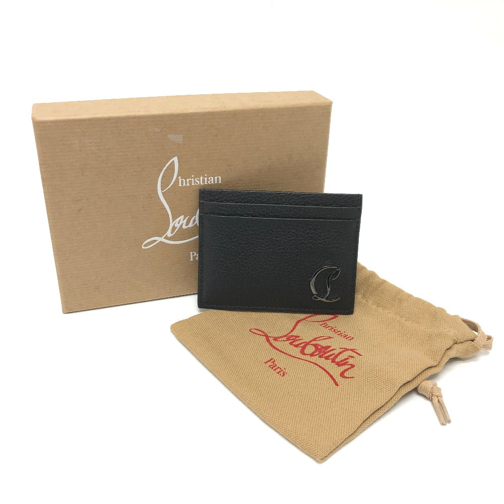 Christian Louboutin Card Case leather black logo Pass case unisex(Unisex) Used Authentic