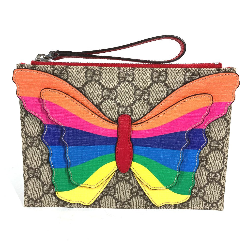 GUCCI Clutch bag 550781 GG Supreme Canvas beige GG Supreme Butterfly