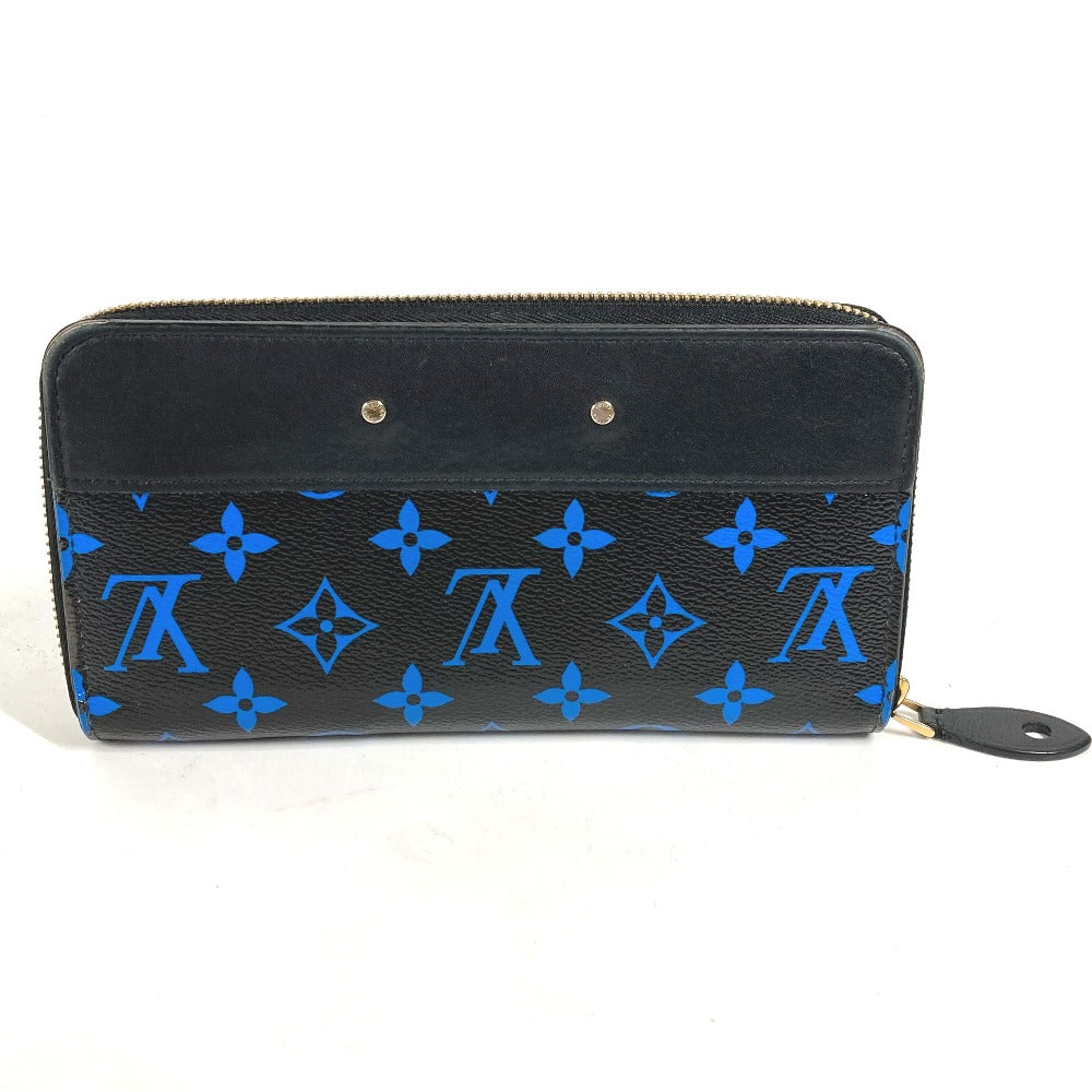 LOUIS VUITTON Long Wallet Purse M67235 Monogram canvas, leather Blue x black Monogram Zippy wallet mens Used Authentic