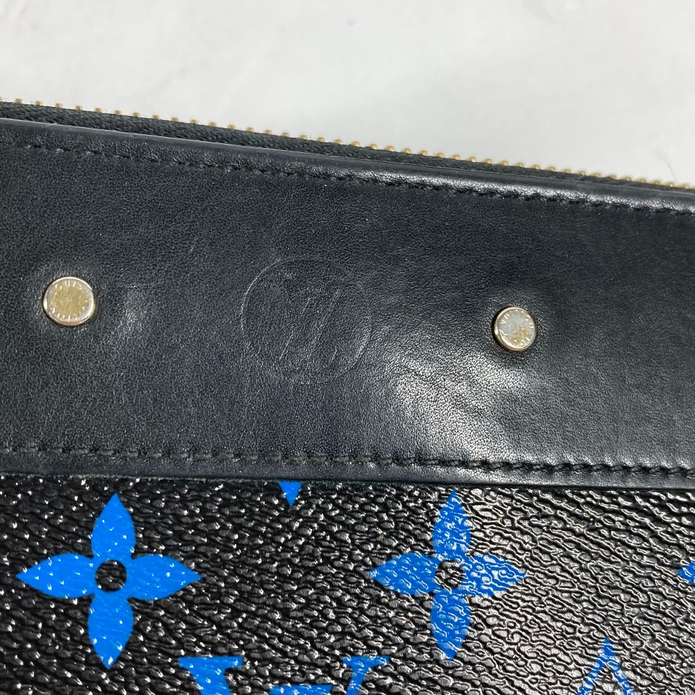 LOUIS VUITTON Long Wallet Purse M67235 Monogram canvas, leather Blue x black Monogram Zippy wallet mens Used Authentic