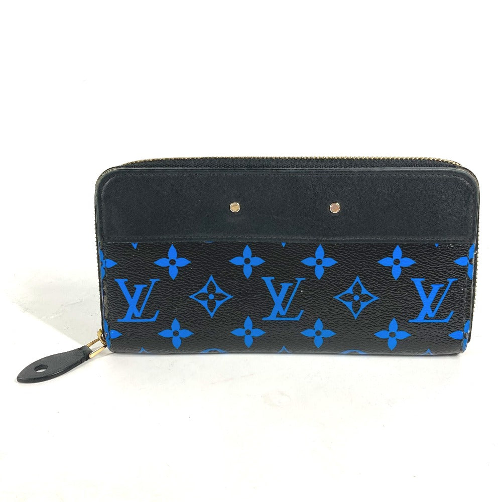 LOUIS VUITTON Long Wallet Purse M67235 Monogram canvas, leather Blue x black Monogram Zippy wallet mens Used Authentic