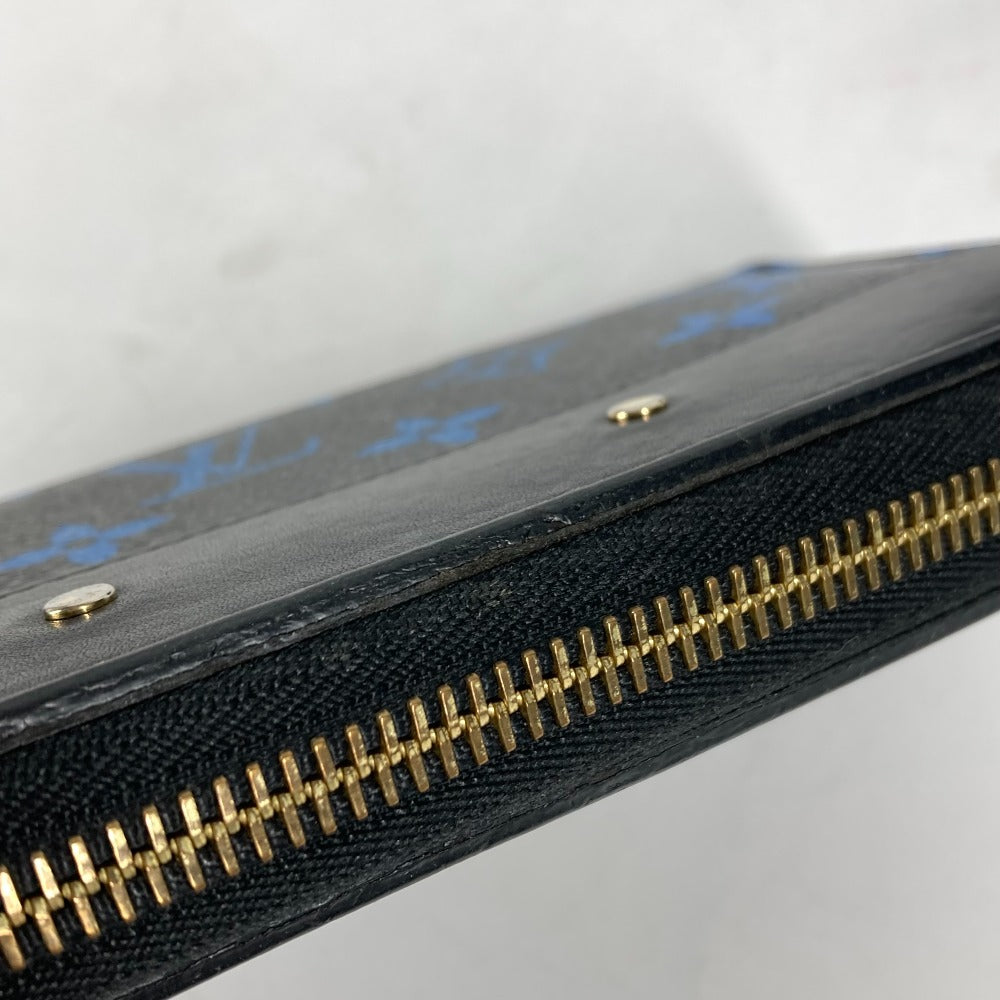LOUIS VUITTON Long Wallet Purse M67235 Monogram canvas, leather Blue x black Monogram Zippy wallet mens Used Authentic