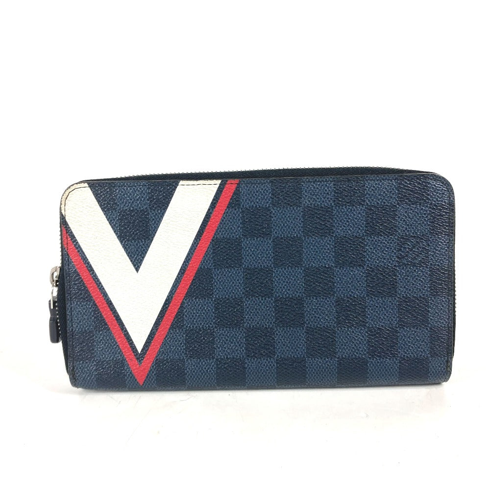 LOUIS VUITTON Long Wallet Purse N64013 Damier Cobalt Canvas Navy America's Cup 2017 Limited Zippy Organizer mens Used Authentic