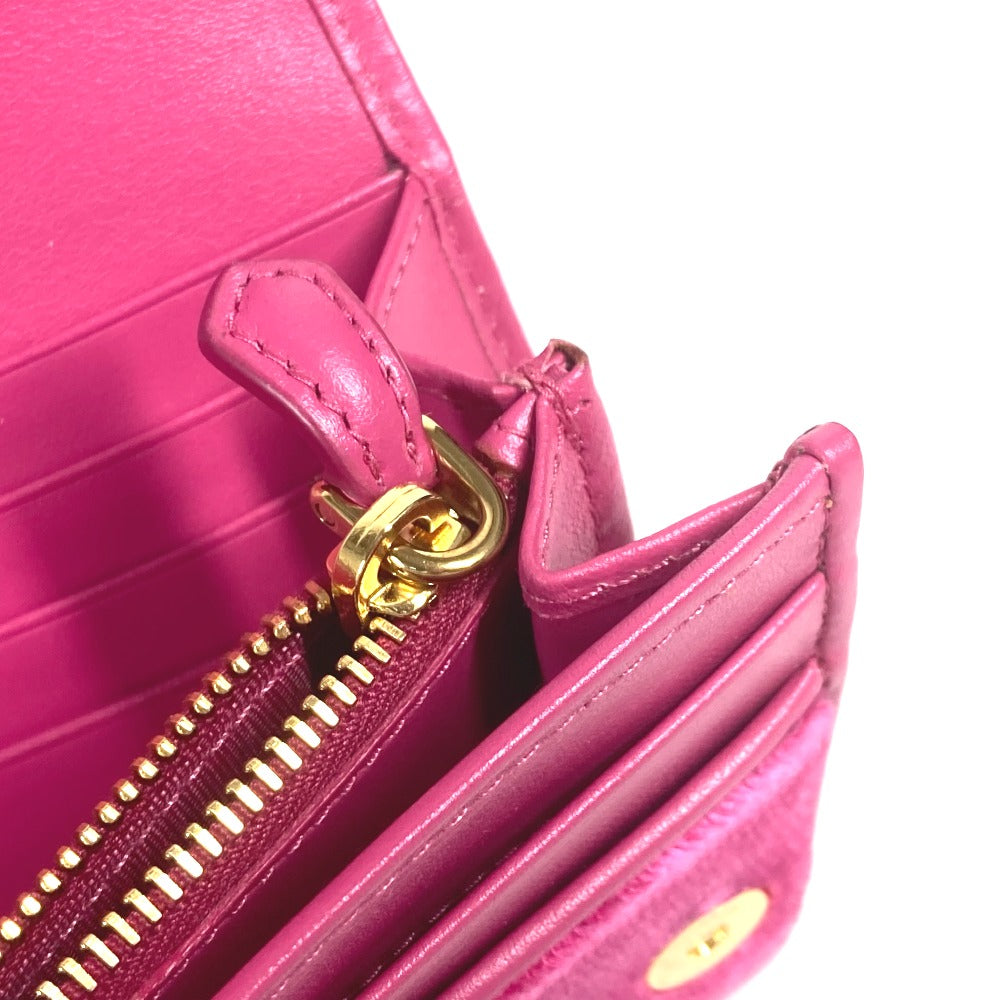 PRADA Long Wallet Purse 1MH019 velvet pink Long wallet logo Women Used Authentic