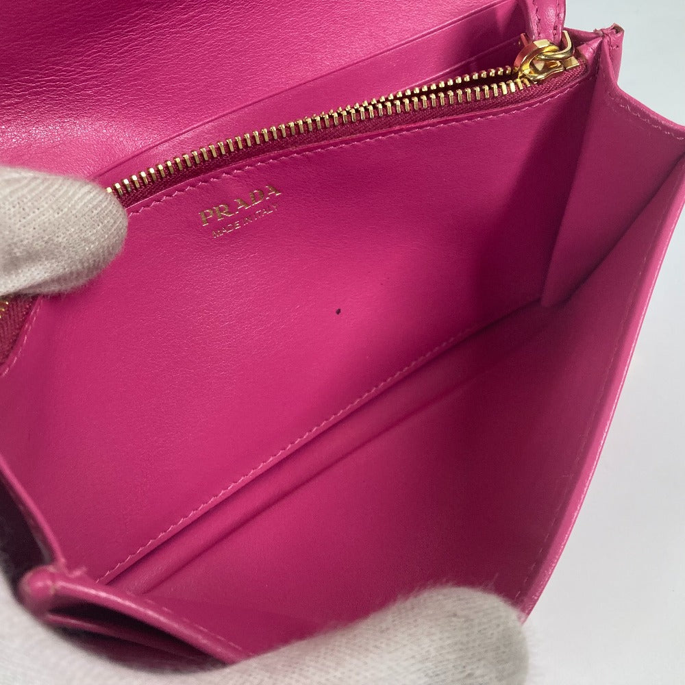 PRADA Long Wallet Purse 1MH019 velvet pink Long wallet logo Women Used Authentic