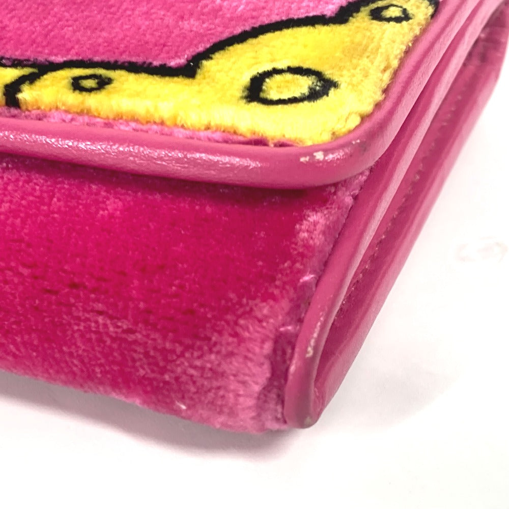 PRADA Long Wallet Purse 1MH019 velvet pink Long wallet logo Women Used Authentic