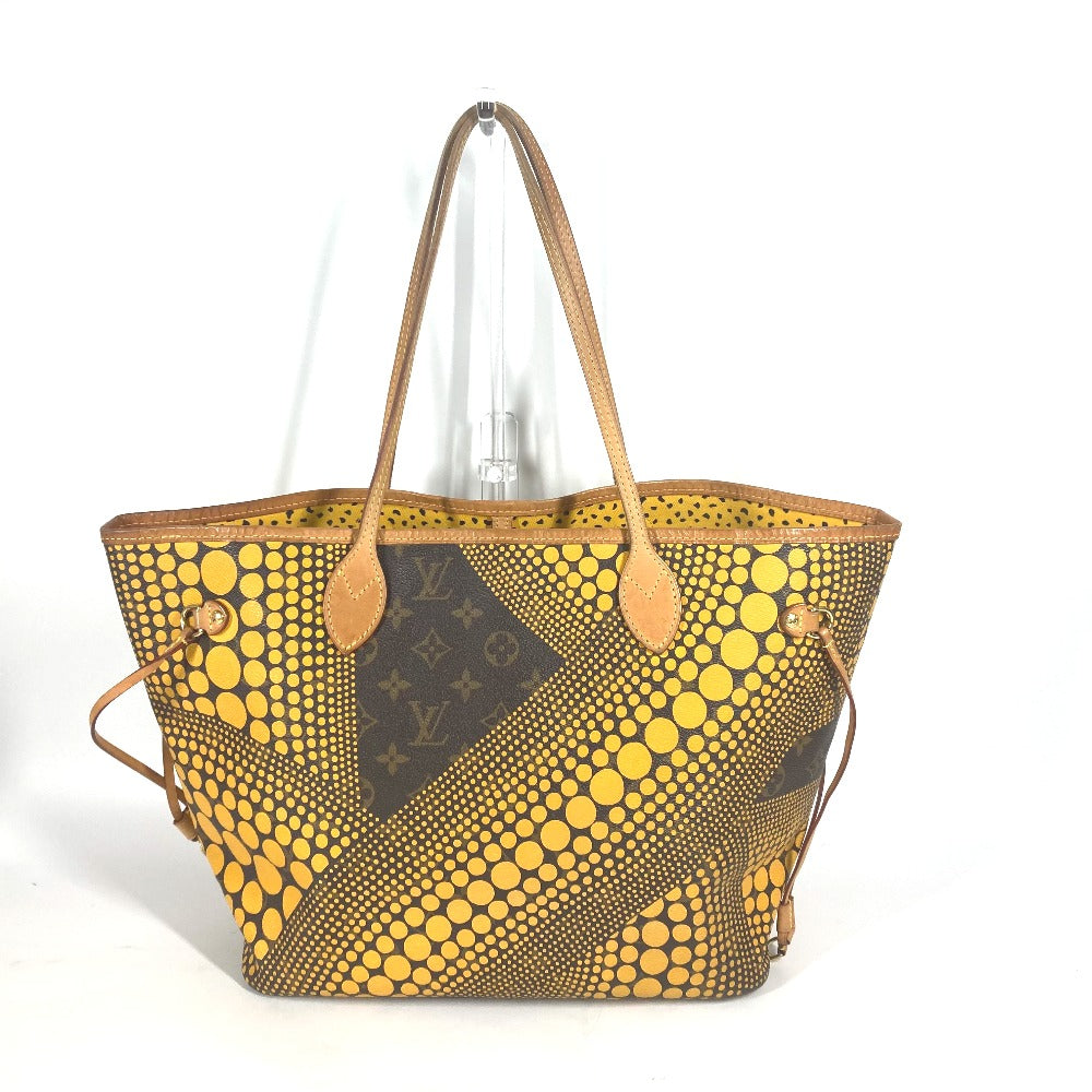 LOUIS VUITTON Tote Bag M40685 Monogram canvas yellow Yayoi Kusama collaboration monogram wave dot Neverfull MM Women Used Authentic