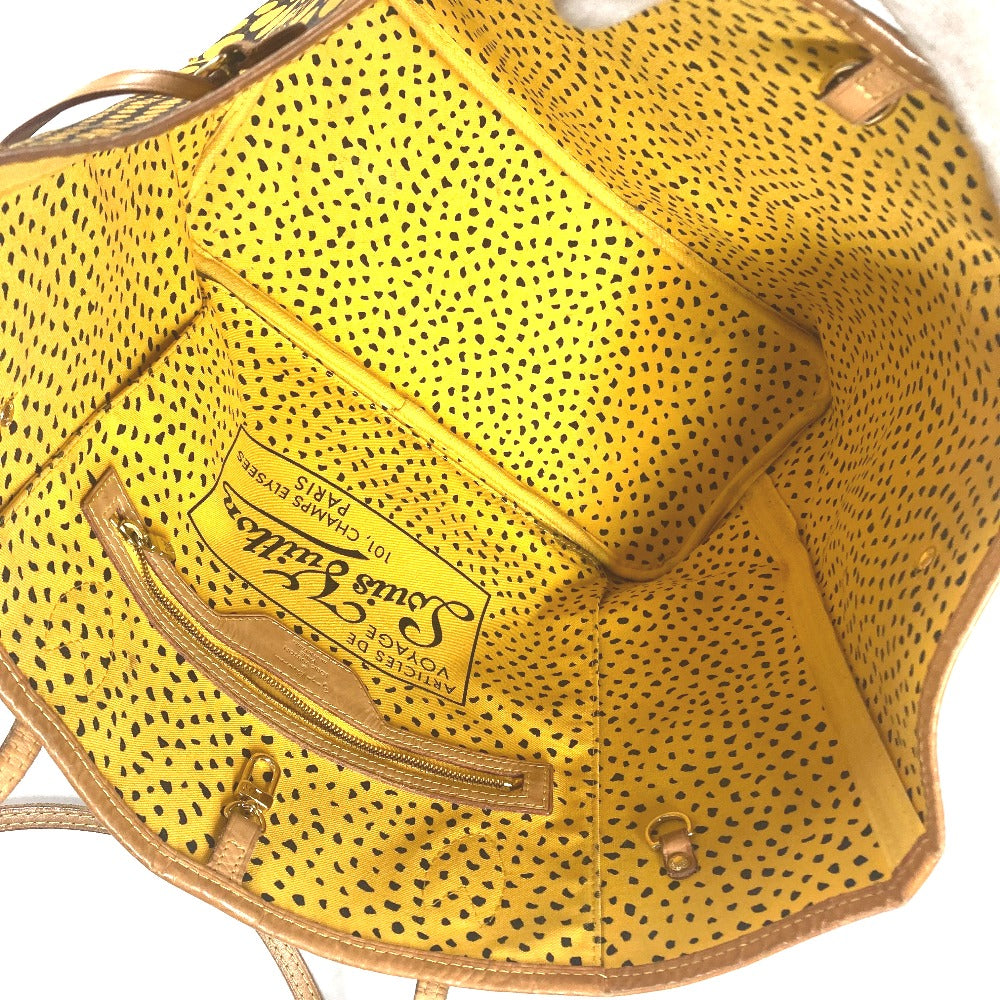 LOUIS VUITTON Tote Bag M40685 Monogram canvas yellow Yayoi Kusama collaboration monogram wave dot Neverfull MM Women Used Authentic