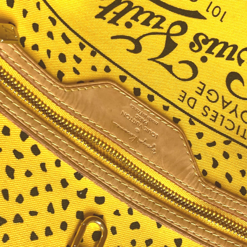 LOUIS VUITTON Tote Bag M40685 Monogram canvas yellow Yayoi Kusama collaboration monogram wave dot Neverfull MM Women Used Authentic