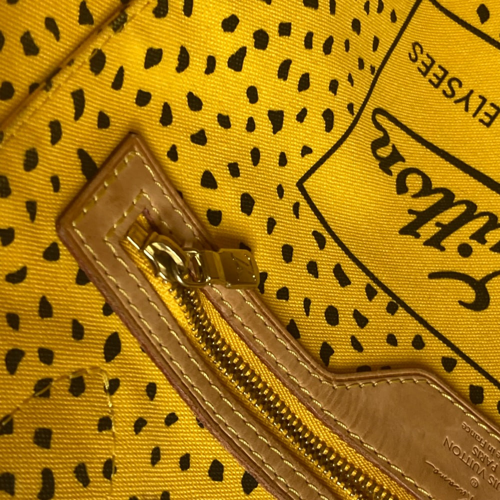 LOUIS VUITTON Tote Bag M40685 Monogram canvas yellow Yayoi Kusama collaboration monogram wave dot Neverfull MM Women Used Authentic