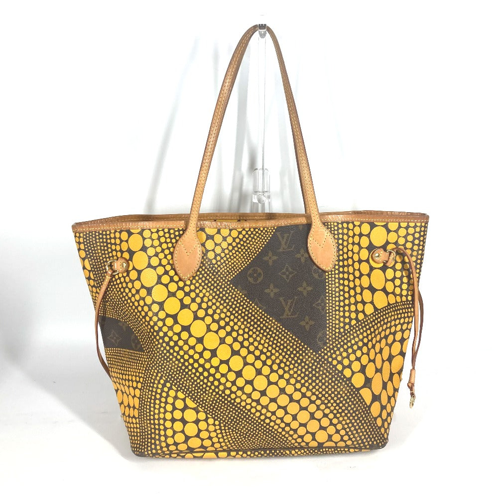 LOUIS VUITTON Tote Bag M40685 Monogram canvas yellow Yayoi Kusama collaboration monogram wave dot Neverfull MM Women Used Authentic