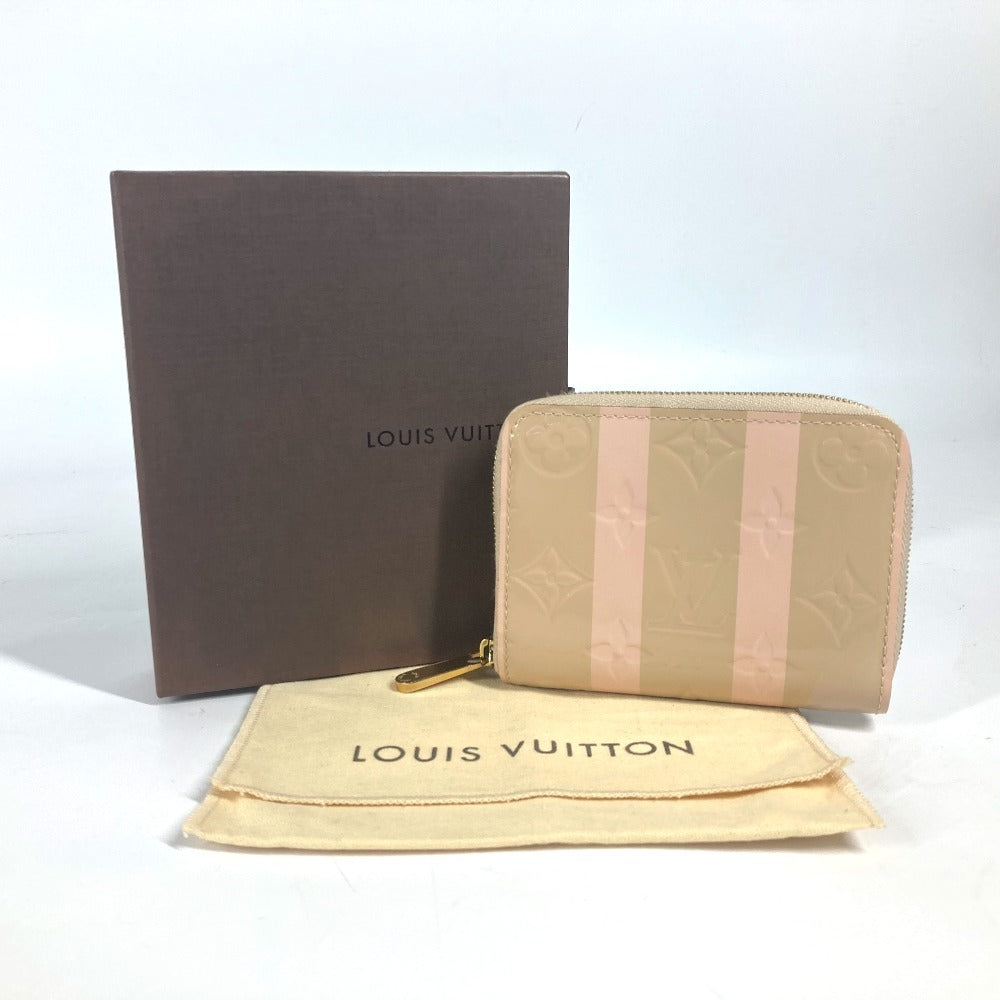 LOUIS VUITTON Coin case M58066 Monogram Vernis beige Monogram Vernis Rayure Zip around purse