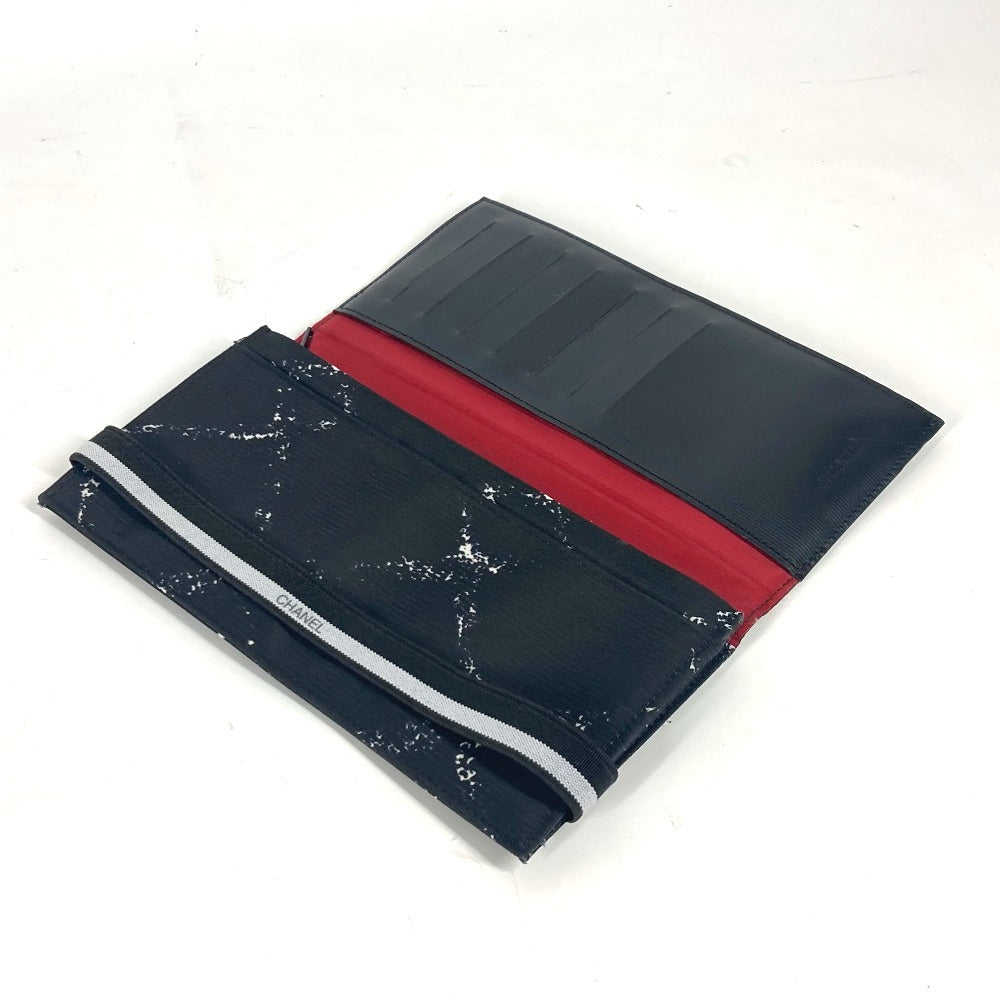CHANEL Long Wallet Purse A14344 Nylon black Old travel line