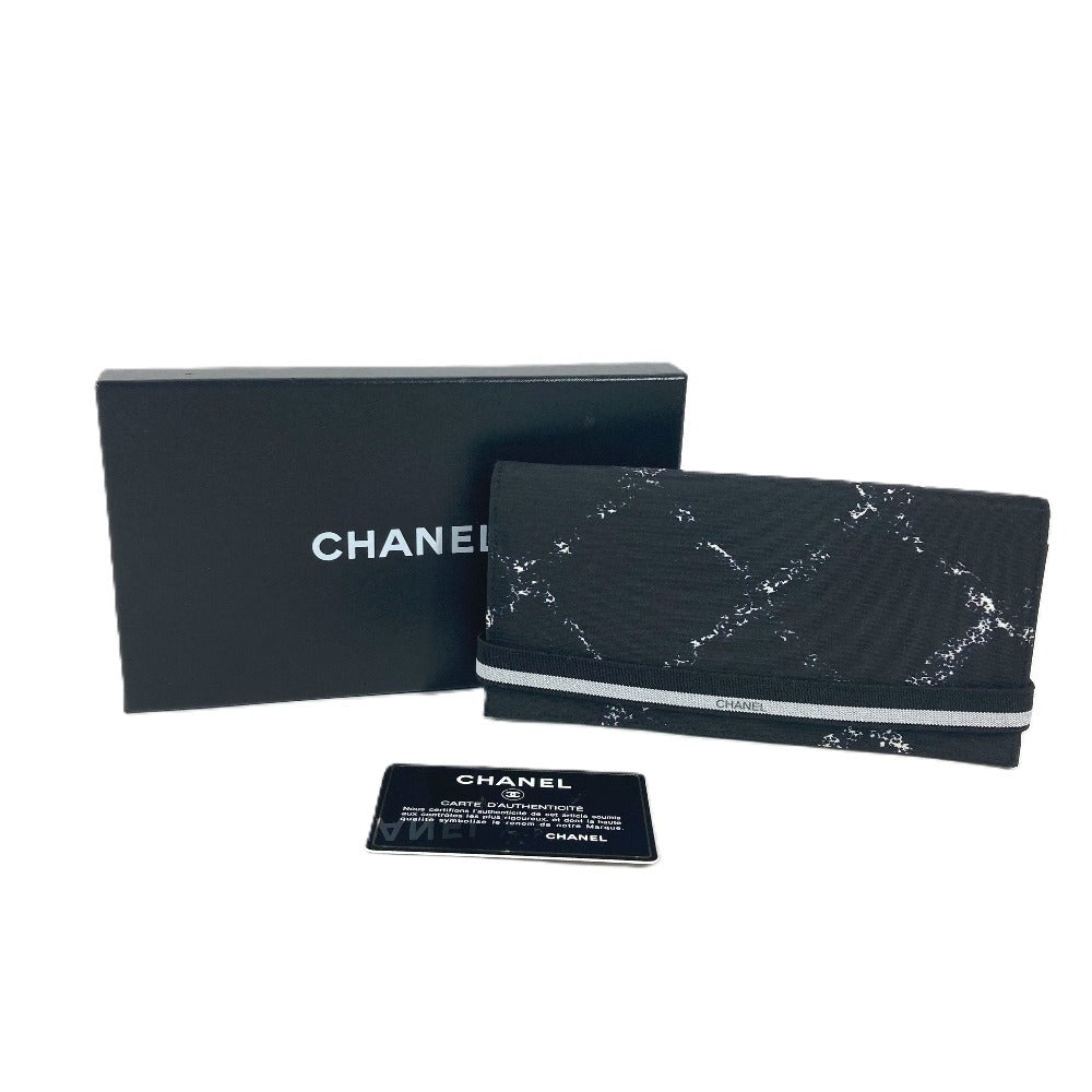 CHANEL Long Wallet Purse A14344 Nylon black Old travel line
