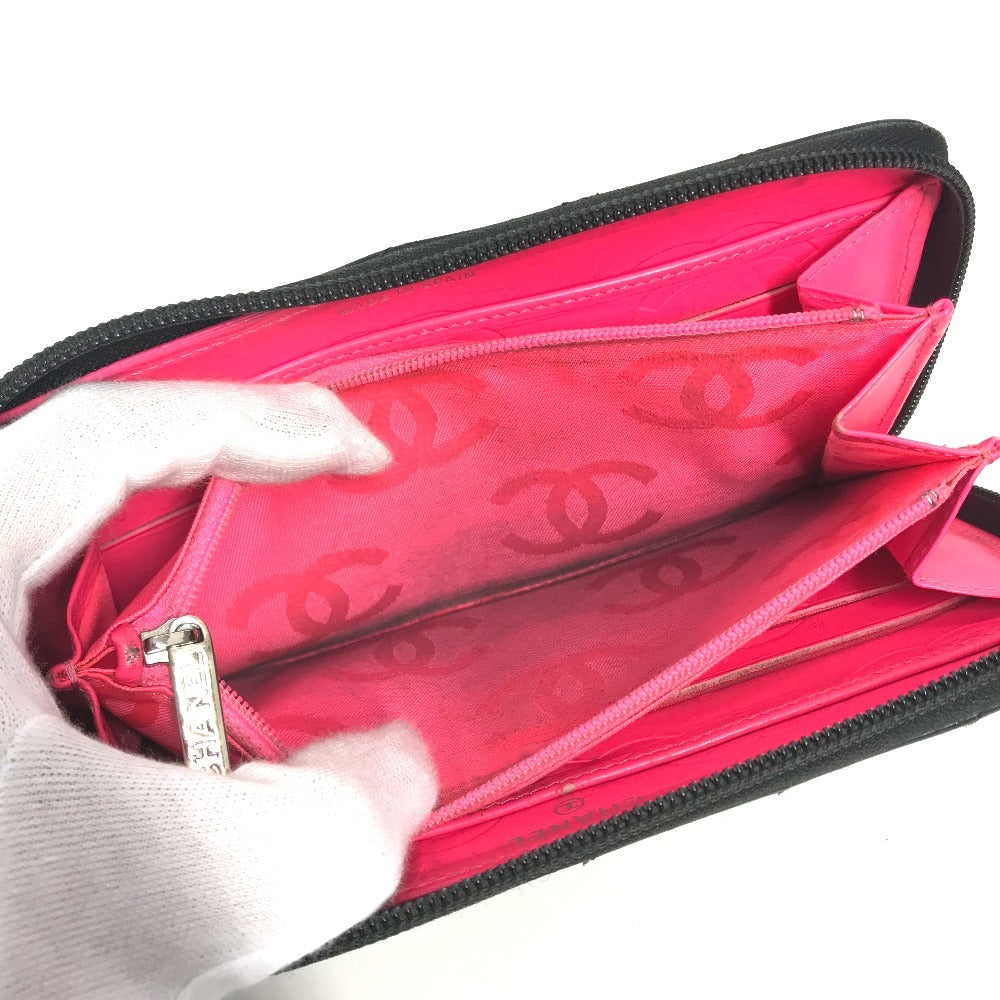 CHANEL Long Wallet Purse A50078 leather black Cambon line CC COCO Mark