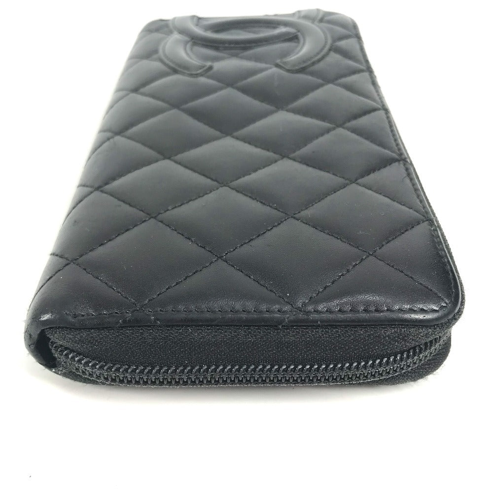 CHANEL Long Wallet Purse A50078 leather black Cambon line CC COCO Mark