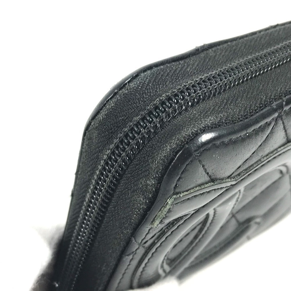 CHANEL Long Wallet Purse A50078 leather black Cambon line CC COCO Mark
